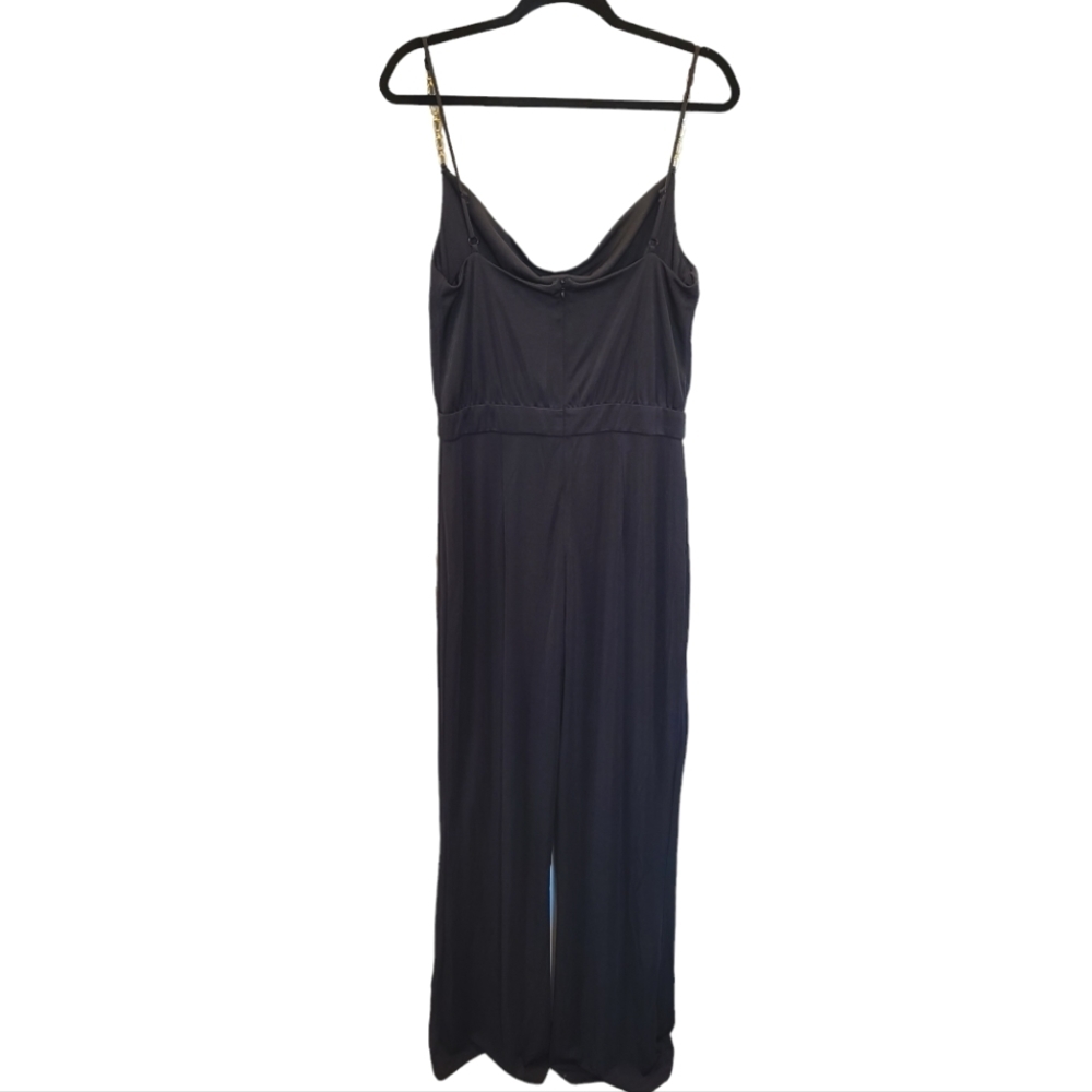NWT Jason Wu Cowl Neck Jumpsuit Black with crystal Embellishments Large - Picture 3 of 10